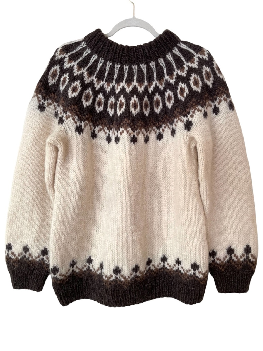 VTG Stobi Icelandic Lopi Wool Crewneck Sweater Nordic Fair Isle Chunky Hand-Knit